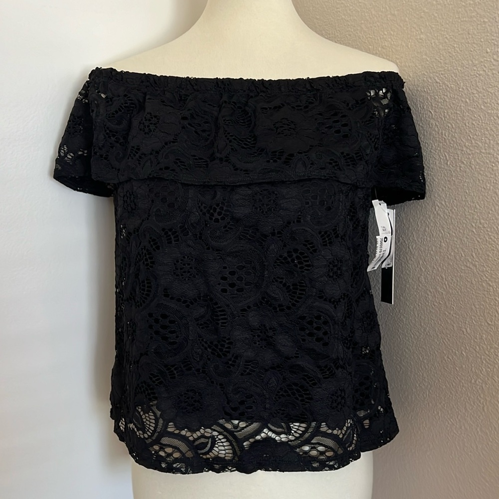Aqua Lace Off Shoulder Top